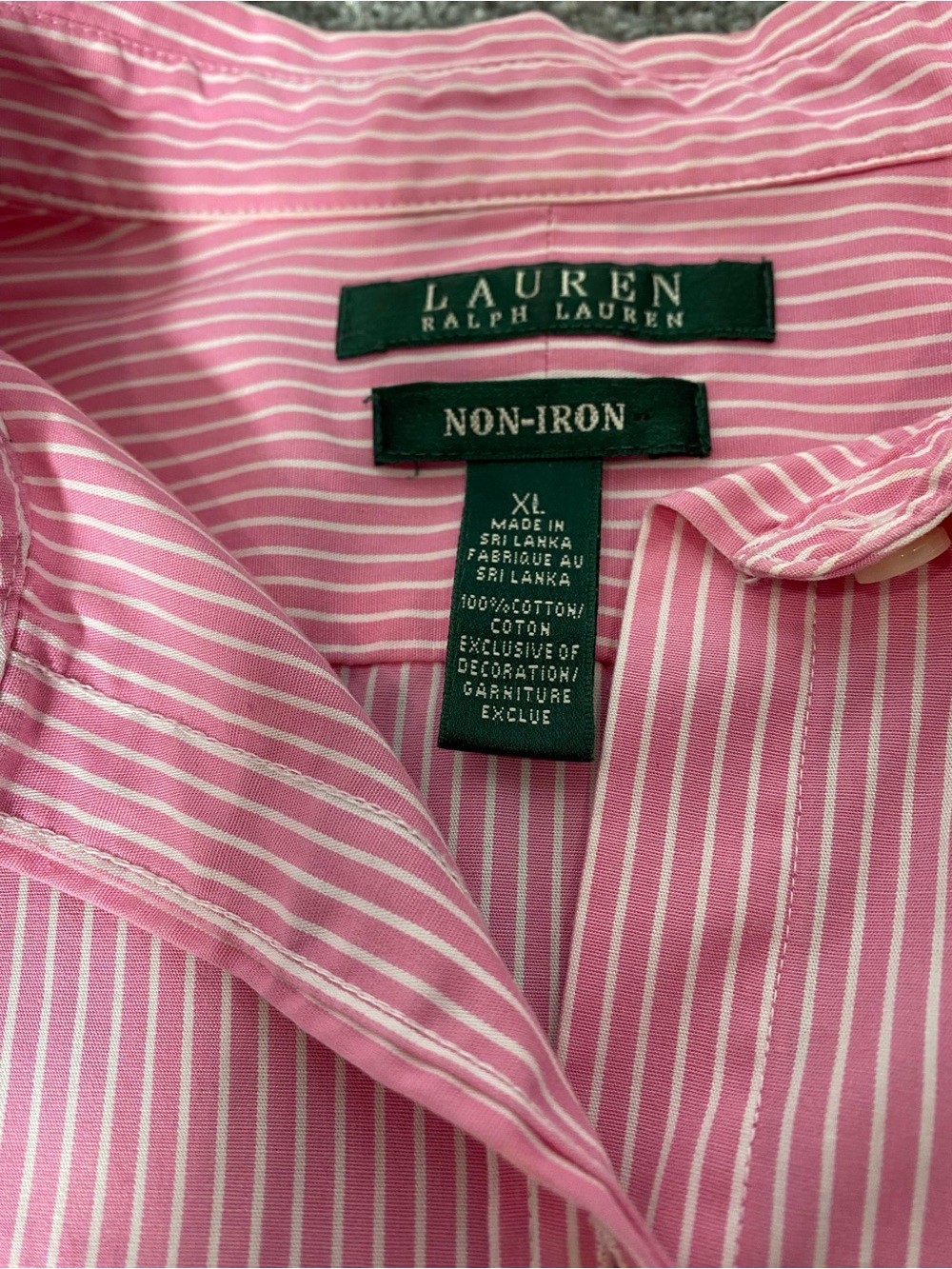 Lauren Ralph Lauren Shirt Women’s XL White Pink Long Sleeve Button Front Preppy - Picture 3 of 8